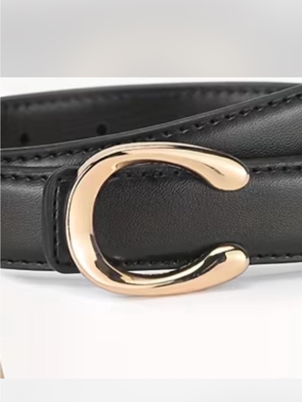 Classic Black Leather Belt with Gold 'C' Buckle